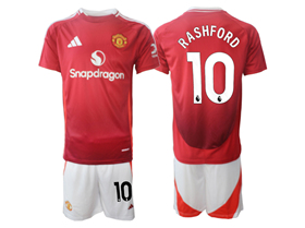 Manchester United F.C. 2024/25 Home Red Soccer Jersey with #10 Rashford Printing