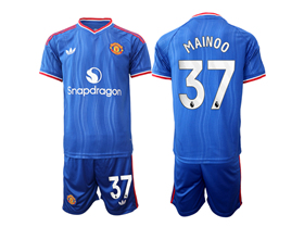 Manchester United F.C. 2026/27 Away Blue Soccer Jersey with #37 Mainoo Printing