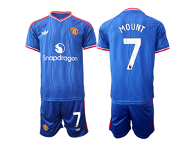 Manchester United F.C. 2026/27 Away Blue Soccer Jersey with #7 Mount Printing