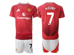 Manchester United F.C. 2024/25 Home Red Soccer Jersey with #7 Mount Printing