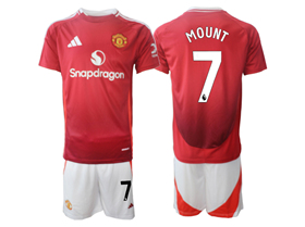 Manchester United F.C. 2024/25 Home Red Soccer Jersey with #7 Mount Printing