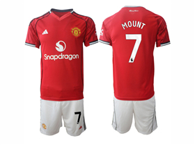 Manchester United F.C. 2025/26 Home Red Soccer Jersey with #7 Mount Printing