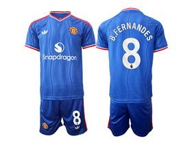 Manchester United F.C. 2026/27 Away Blue Soccer Jersey with #8 B.Fernandes Printing