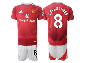 Manchester United F.C. 2024/25 Home Red Soccer Jersey with #8 B.Fernandes Printing