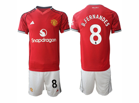 Manchester United F.C. 2025/26 Home Red Soccer Jersey with #8 B.Fernandes Printing