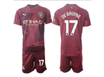 Manchester City F.C. 2024/25 3rd Maroon Soccer Jersey with #17 De Bruyne Printing