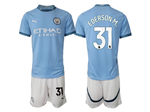 Manchester City F.C. 2024/25 Home Light Blue Soccer Jersey with #31 Ederson M. Printing