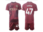 Manchester City F.C. 2024/25 3rd Maroon Soccer Jersey with #47 Foden Printing