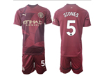 Manchester City F.C. 2024/25 3rd Maroon Soccer Jersey with #5 Stones Printing