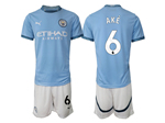 Manchester City F.C. 2024/25 Home Light Blue Soccer Jersey with #6 Aké Printing