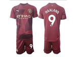 Manchester City F.C. 2024/25 3rd Maroon Soccer Jersey with #9 Haaland Printing