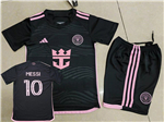 Inter Miami CF 2024 Youth Away Black Soccer Jersey with #10 Messi Printing