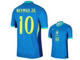 Brazil 2024 Away Blue Soccer Jersey with #10 Neymar Jr. Printing