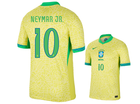 Brazil 2024 Home Gold Soccer Jersey with #10 Neymar Jr. Printing