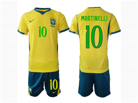 Brazil 2026 Home Gold Soccer Jersey with #10 Martinelli Printing