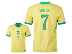 Brazil 2024 Home Gold Soccer Jersey with #7 Vini Jr. Printing