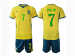 Brazil 2026 Home Gold Soccer Jersey with #7 Vini Jr. Printing