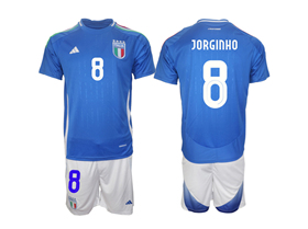 Italy 2024 Home Blue Soccer Jersey with #8 Jorginho Printing