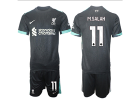 Liverpool F.C. 2024/25 Away Black Soccer Jersey with #11 M.Salah Printing