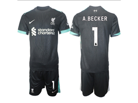 Liverpool F.C. 2024/25 Away Black Soccer Jersey with #1 A.Becker Printing