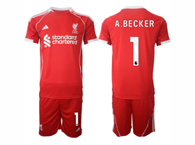 Liverpool F.C. 2025/26 Home Red Soccer Jersey with #1 A.Becker Printing