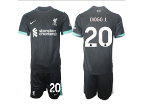 Liverpool F.C. 2024/25 Away Black Soccer Jersey with #20 Diogo J. Printing