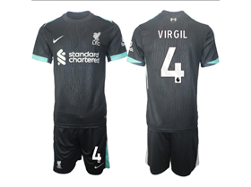 Liverpool F.C. 2024/25 Away Black Soccer Jersey with #4 Virgil Printing