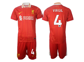 Liverpool F.C. 2024/25 Home Red Soccer Jersey with #4 Virgil Printing