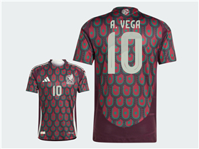 Mexico 2024 Home Dark Red Soccer Jersey with #10 A.VEGA Printing