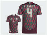 Mexico 2024 Home Dark Red Soccer Jersey with #4 E.ÁLVAREZ Printing