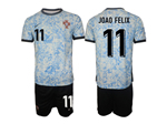 Portugal 2024 Away White/Light Blue Soccer Jersey with #11 João Félix Printing