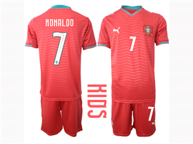 Portugal 2026 Youth Home Red Soccer Jersey with #7 Ronaldo Printing