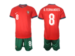Portugal 2024 Home Red Soccer Jersey with #8 B.Fernandes Printing