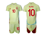 Spain 2024 Away Light Yellow Soccer Jersey with #10 Olmo Printing