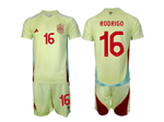Spain 2024 Away Light Yellow Soccer Jersey with #16 Rodrigo Printing