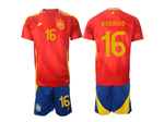 Spain 2024 Home Red Soccer Jersey with #16 Rodrigo Printing