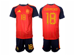 Spain 2026 Home Red Soccer Jersey with #18 Zubimendi Printing