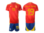 Spain 2024 Home Red Soccer Jersey with #19 Lamine Yamal Printing
