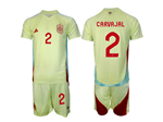 Spain 2024 Away Light Yellow Soccer Jersey with #2 Carvajal Printing