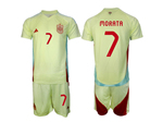 Spain 2024 Away Light Yellow Soccer Jersey with #7 Morata Printing
