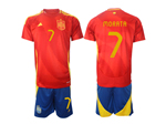 Spain 2024 Home Red Soccer Jersey with #7 Morata Printing