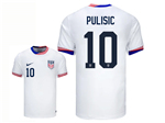 USA 2024 Home White Soccer Jersey with #10 Pulisic Printing