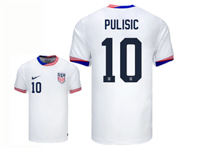 USA 2024 Home White Soccer Jersey with #10 Pulisic Printing