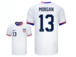USA 2024 Home White Soccer Jersey with #13 Morgan Printing