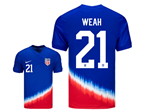 USA 2024 Away Blue Soccer Jersey with #21 Weah Printing