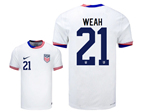 USA 2024 Home White Soccer Jersey with #21 Weah Printing