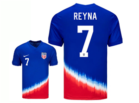 USA 2024 Away Blue Soccer Jersey with #7 Reyna Printing