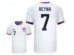 USA 2024 Home White Soccer Jersey with #7 Reyna Printing